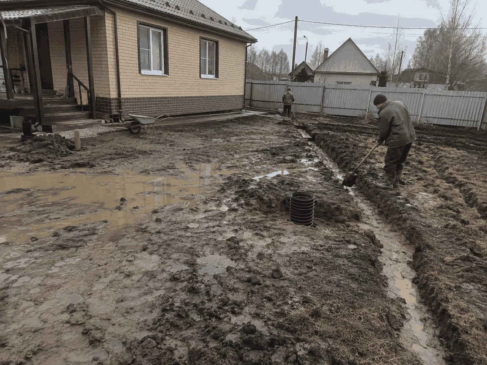 Дренаж сырого участка на глине, Копейск