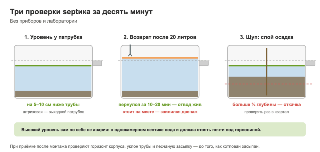 Три проверки работы септика без приборов за десять минут